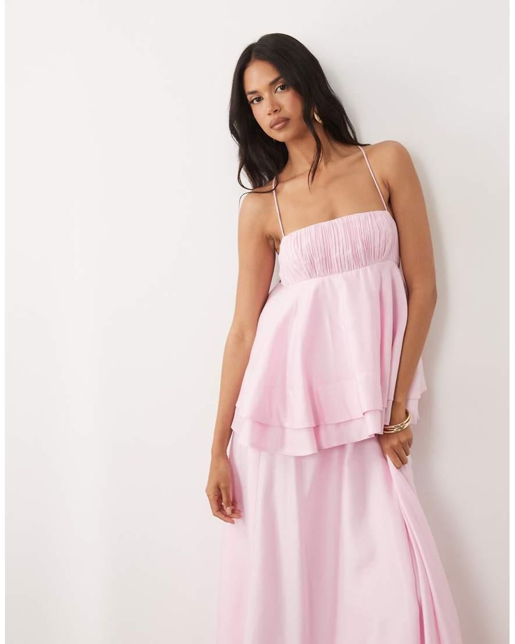 ASOS Pink Double Layer Maxi Dress