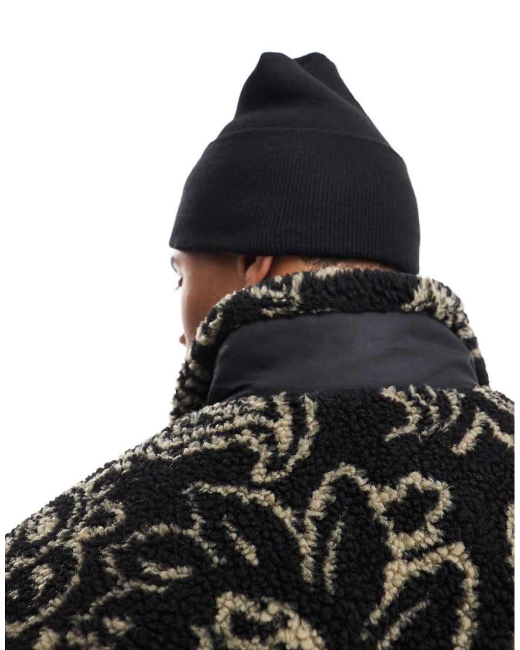 Jack & Jones Black Oversized Knitted Beanie for men