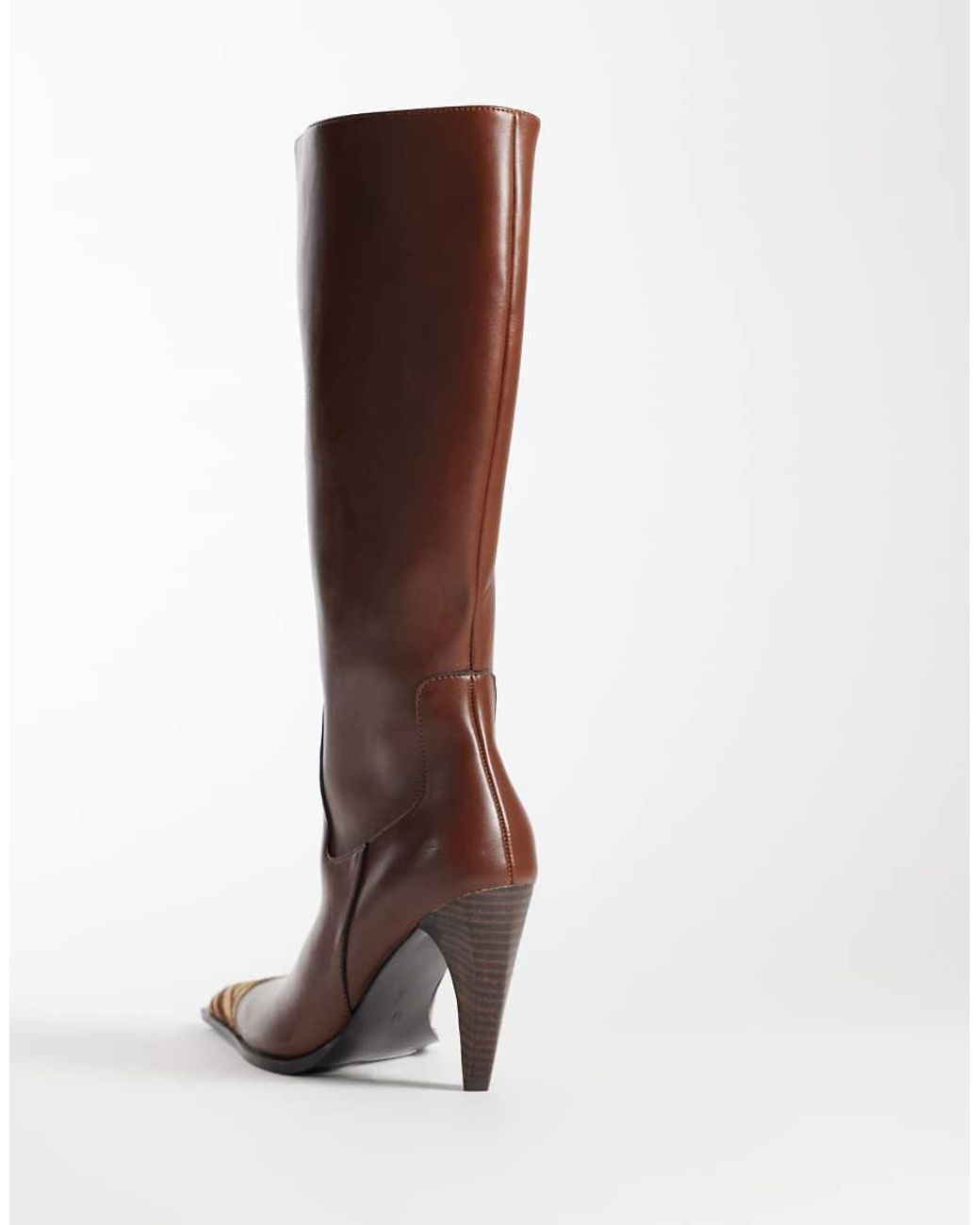 ASOS Brown Cairo Toe Cap Western Knee Boots