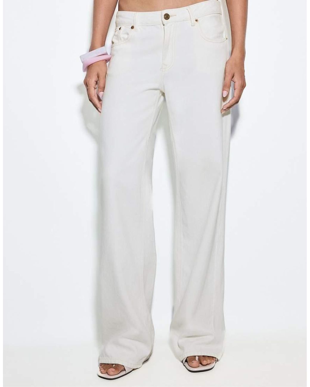 Stradivarius Natural Tall D91 Low Wide-leg Twill Jeans