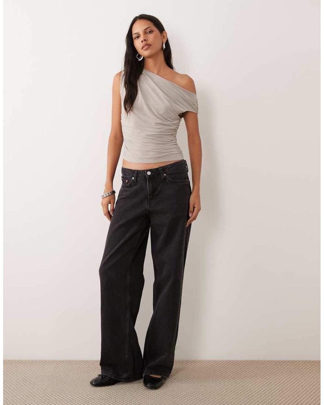 Mango Gray Asymmetric Top
