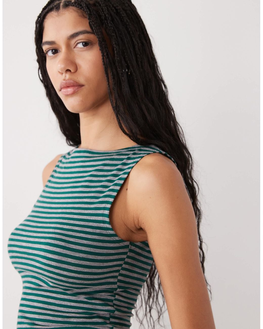 Weekday Blue Annie Soft Boat Neck Sleeveless Top