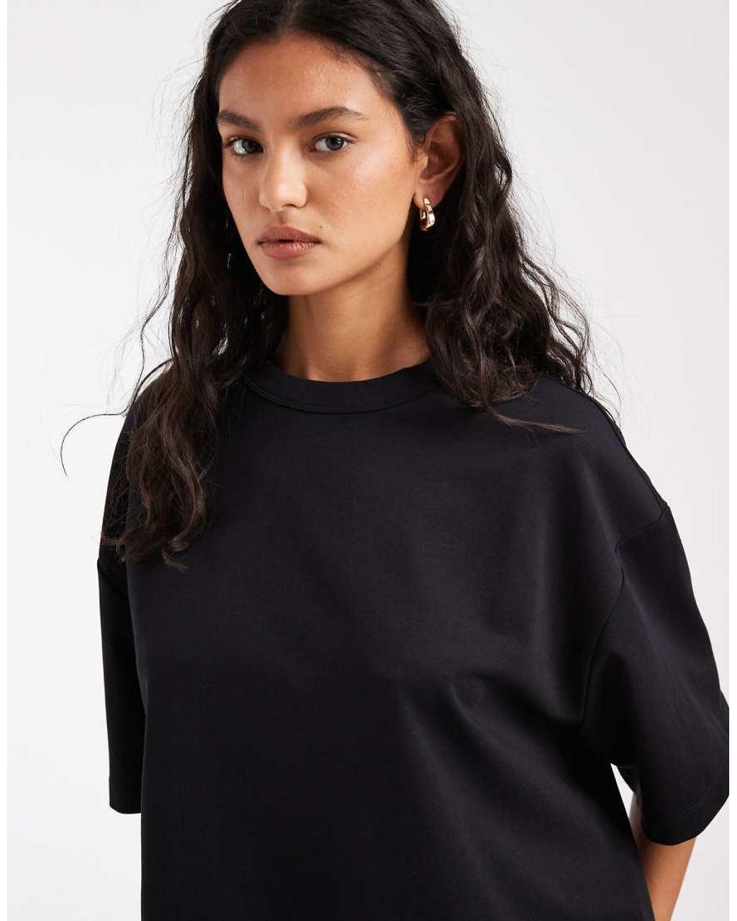 ASOS Black Breathemaxtm Interlock Boxy Cropped Short Sleeve T-shirt