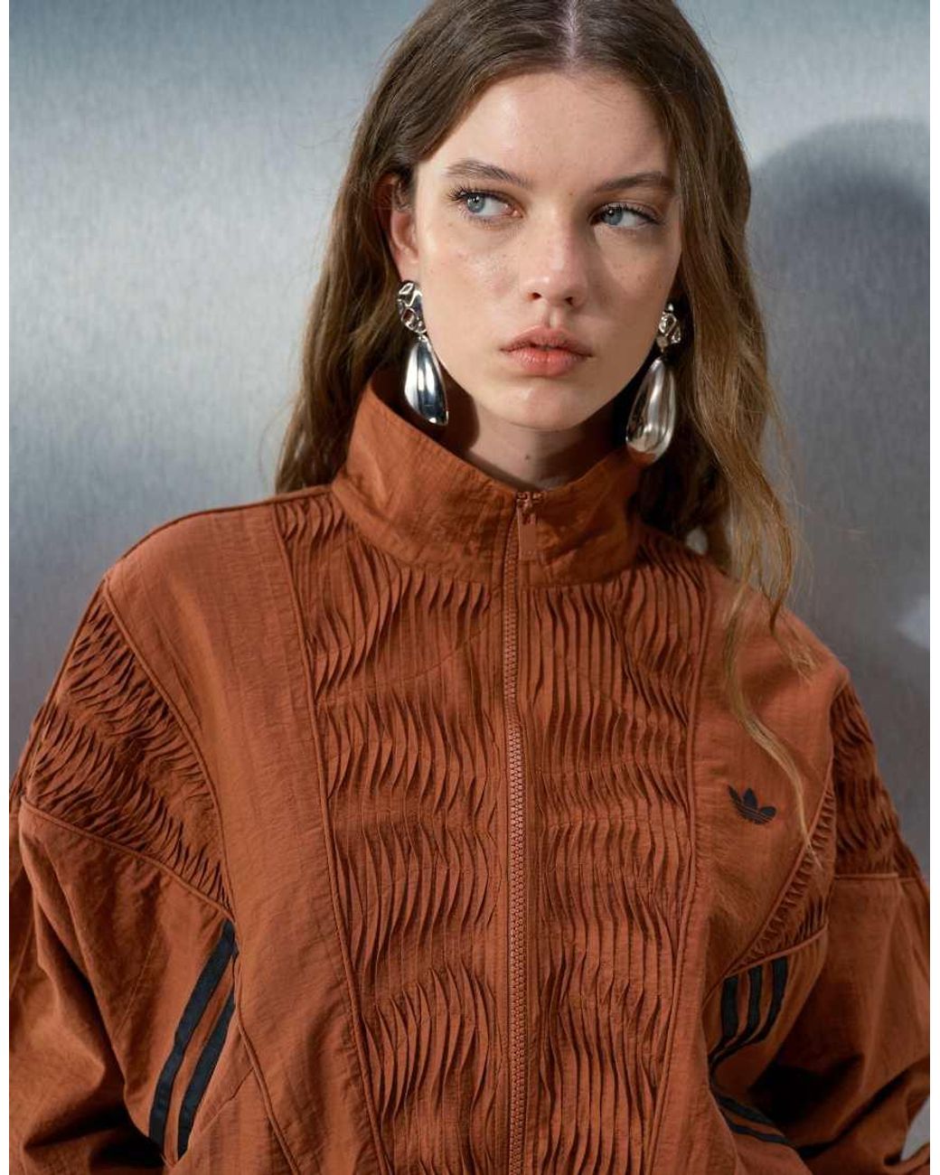 adidas Originals x ASOS Brown Track Jacket With Pleated Panels