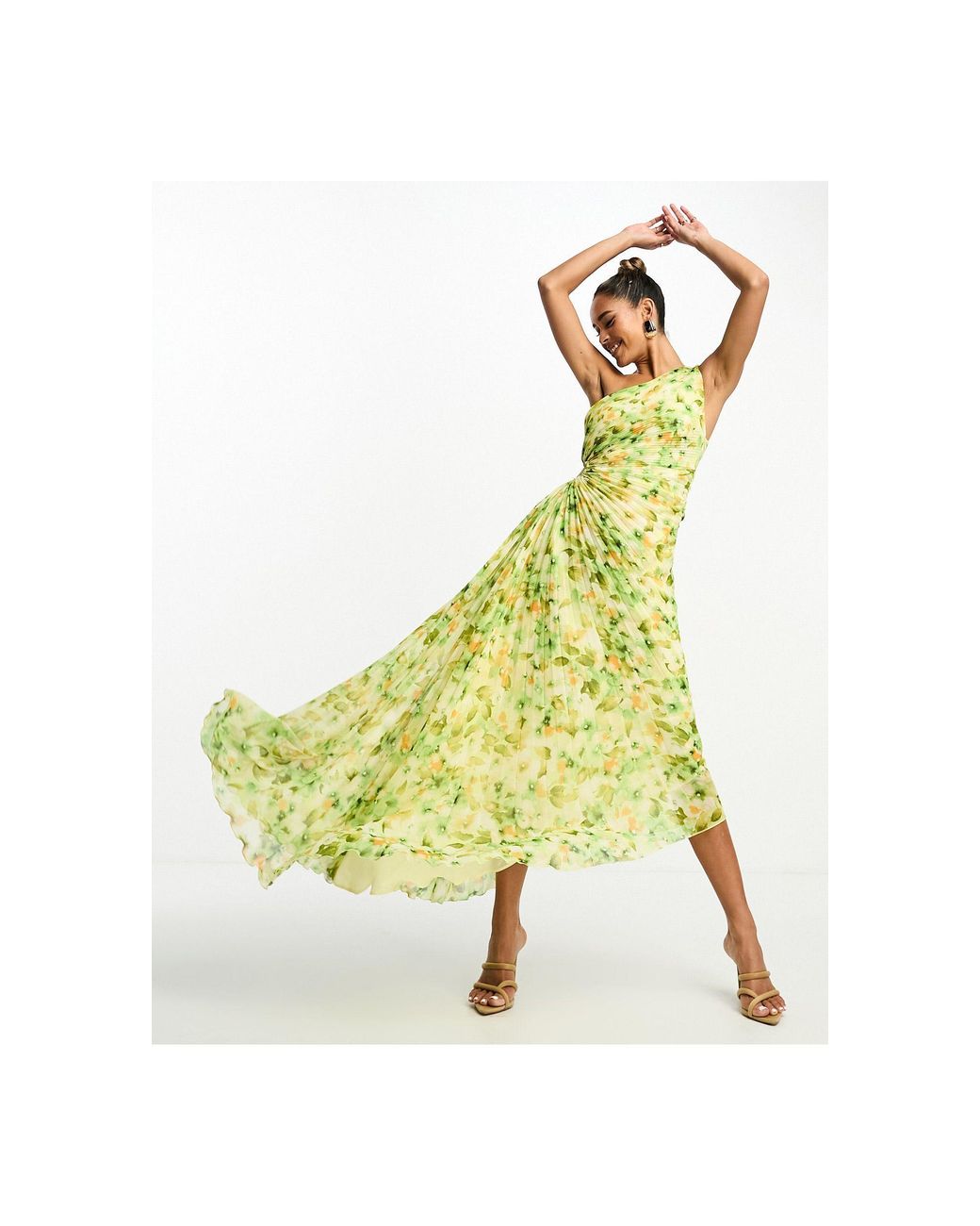 Mango Premium Asymmetric Floral Midi Dress With Cut Out Detail in ...