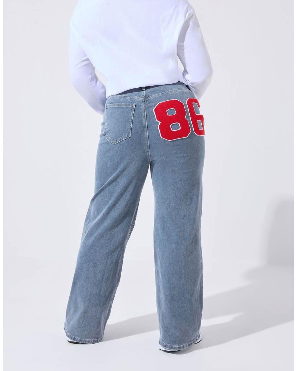 Yours Clothing White '86' Wide Leg Jeans