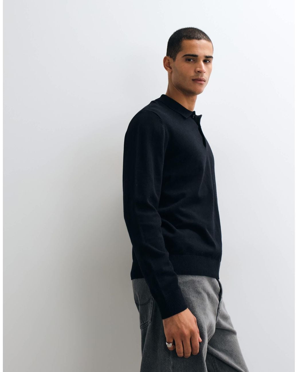 Jack & Jones Blue Essential Knit Button Polo for men