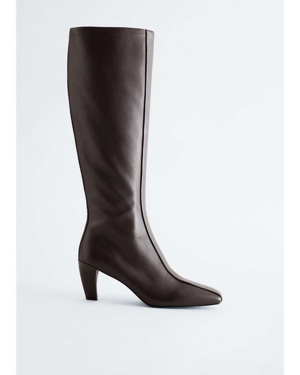 & Other Stories Black 100% Leather Knee High Boot