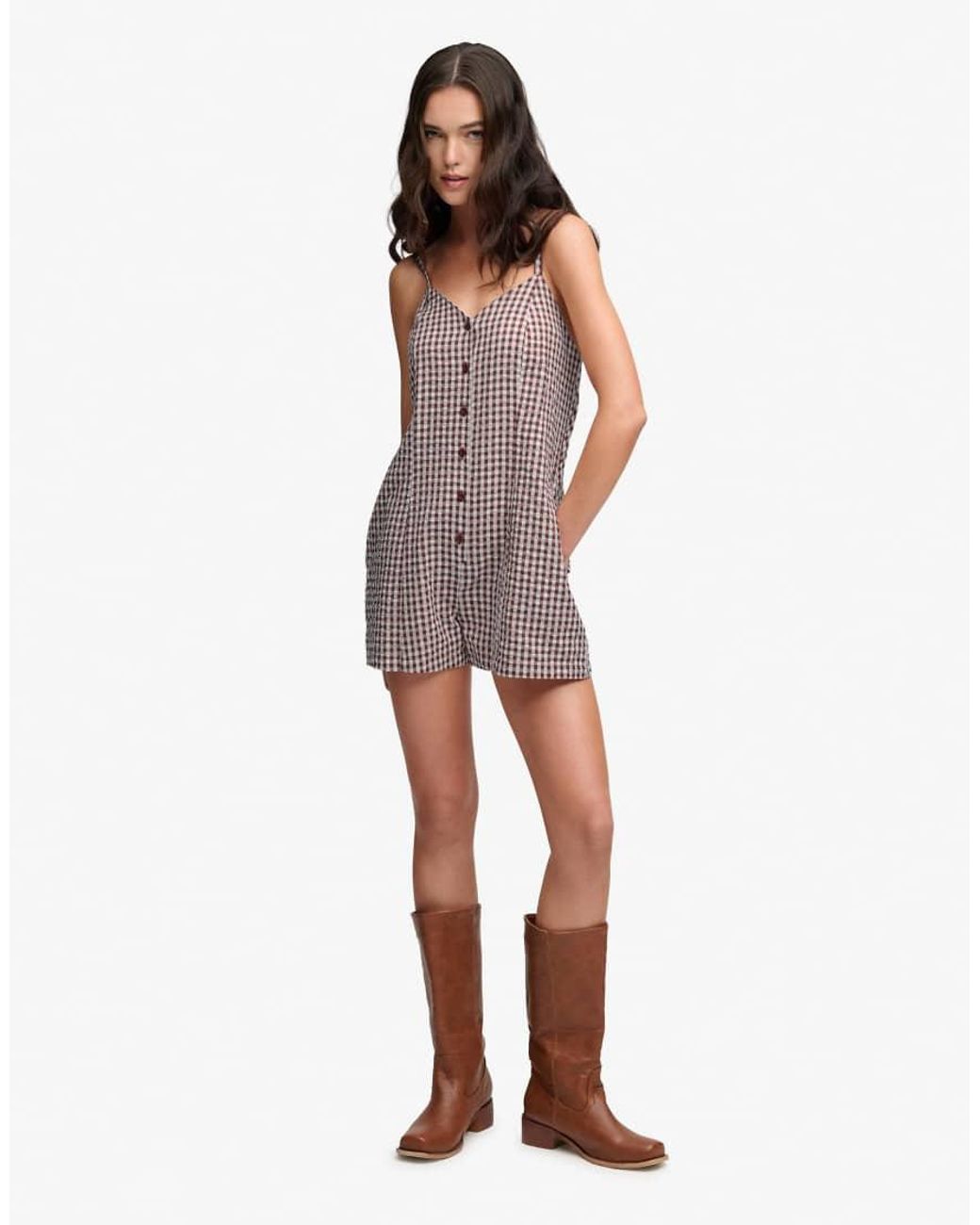 Superdry Red Gingham Cami Playsuit