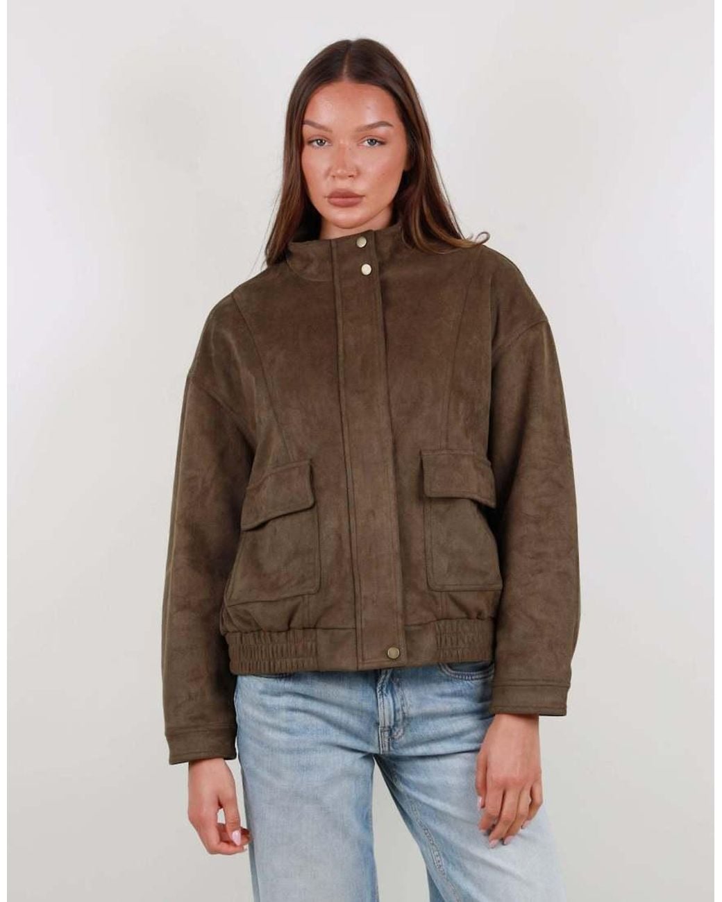 SIMMI Brown Faux Suede Cargo Pocket Jacket
