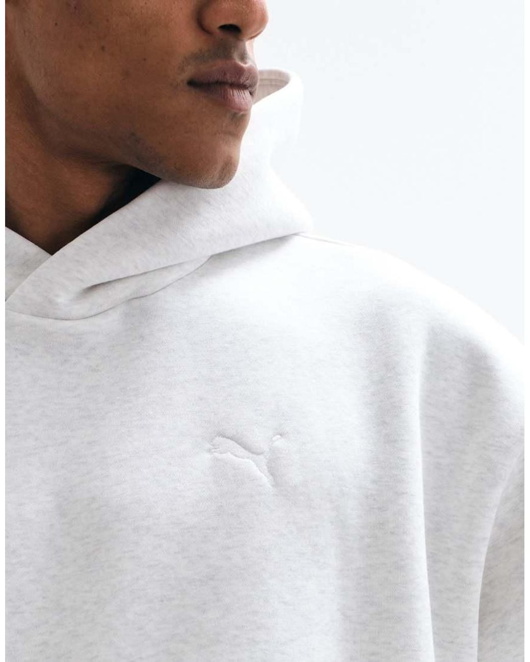 PUMA White Essentials Heavy Fleece Boxy Hoodie Oversized for men