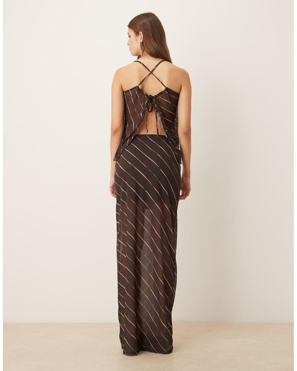 ASOS Natural Co-Ord Sheer Mesh Maxi Skirt