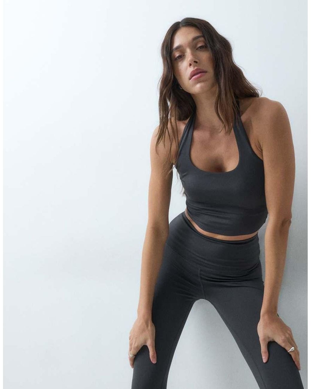 4505 Multicolor Active Halter Neck Performance Vest With Inner Bra And Removable Padding