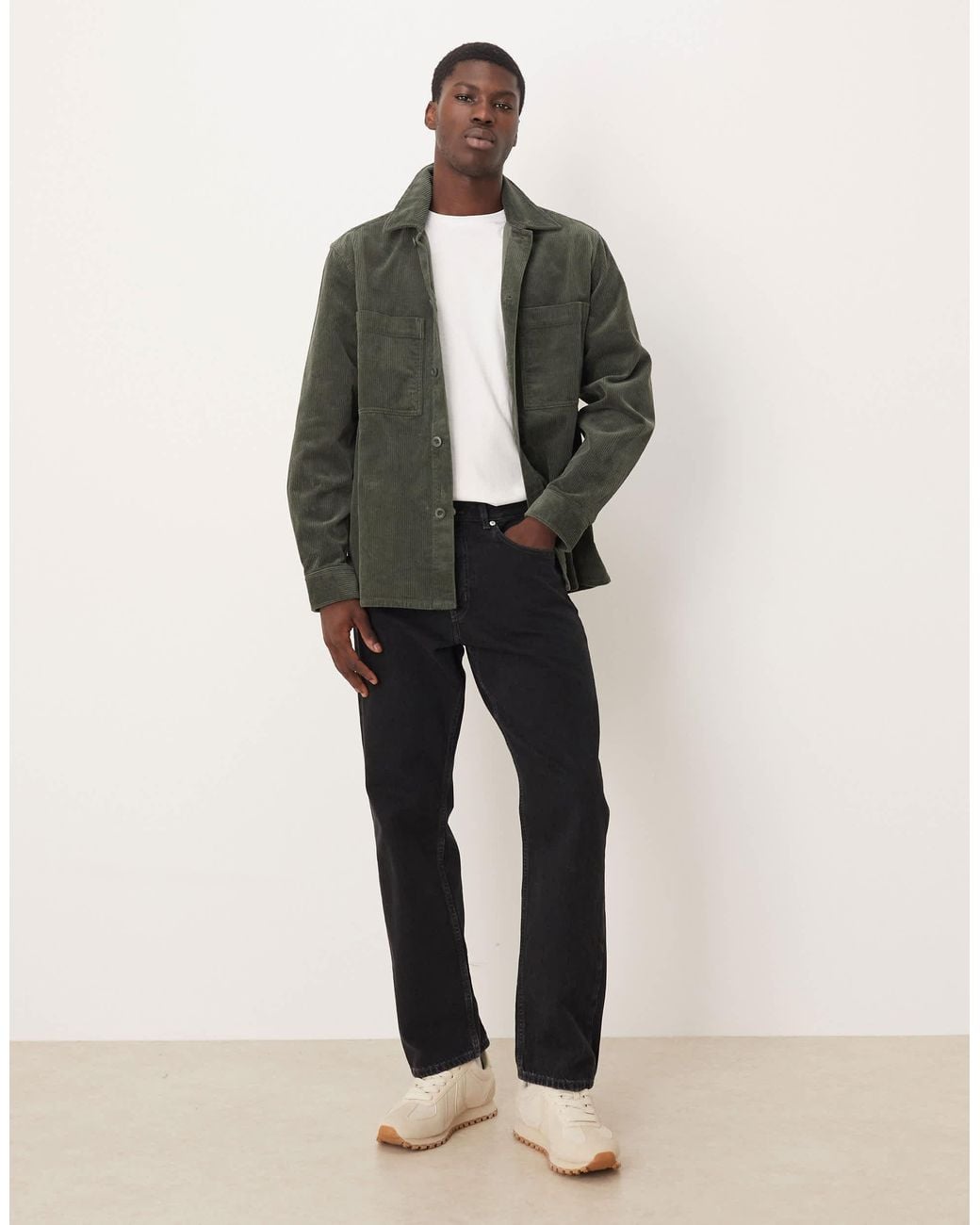 ARKET Green Cord Overshirt With Front Patch Pockets for men
