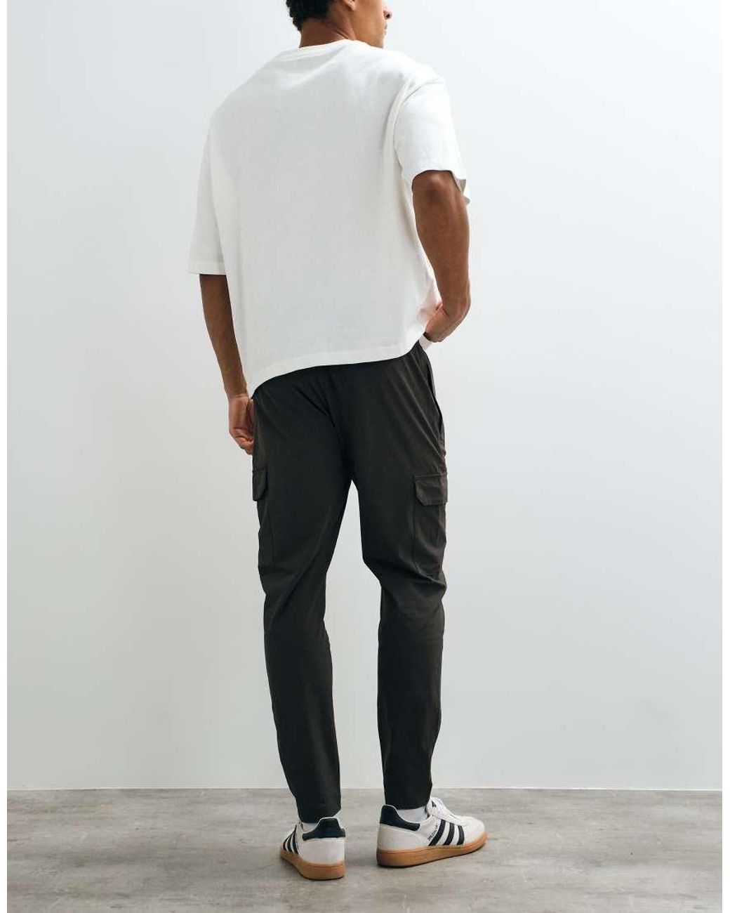 Brave Soul White Ripstop Cargo Trousers With Elasticated Waist for men