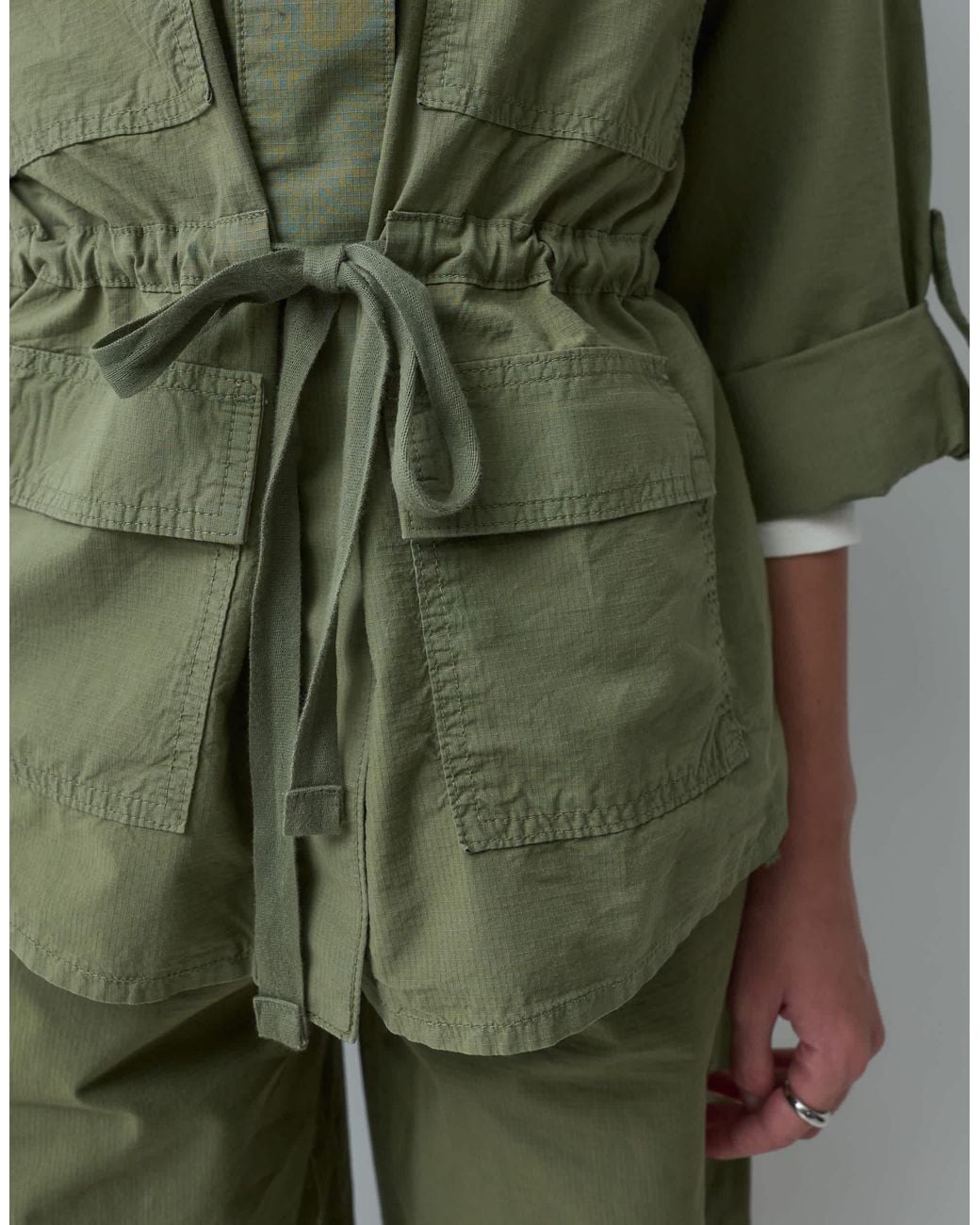 ASOS Green Utility Light Weight Jacket With Cinch