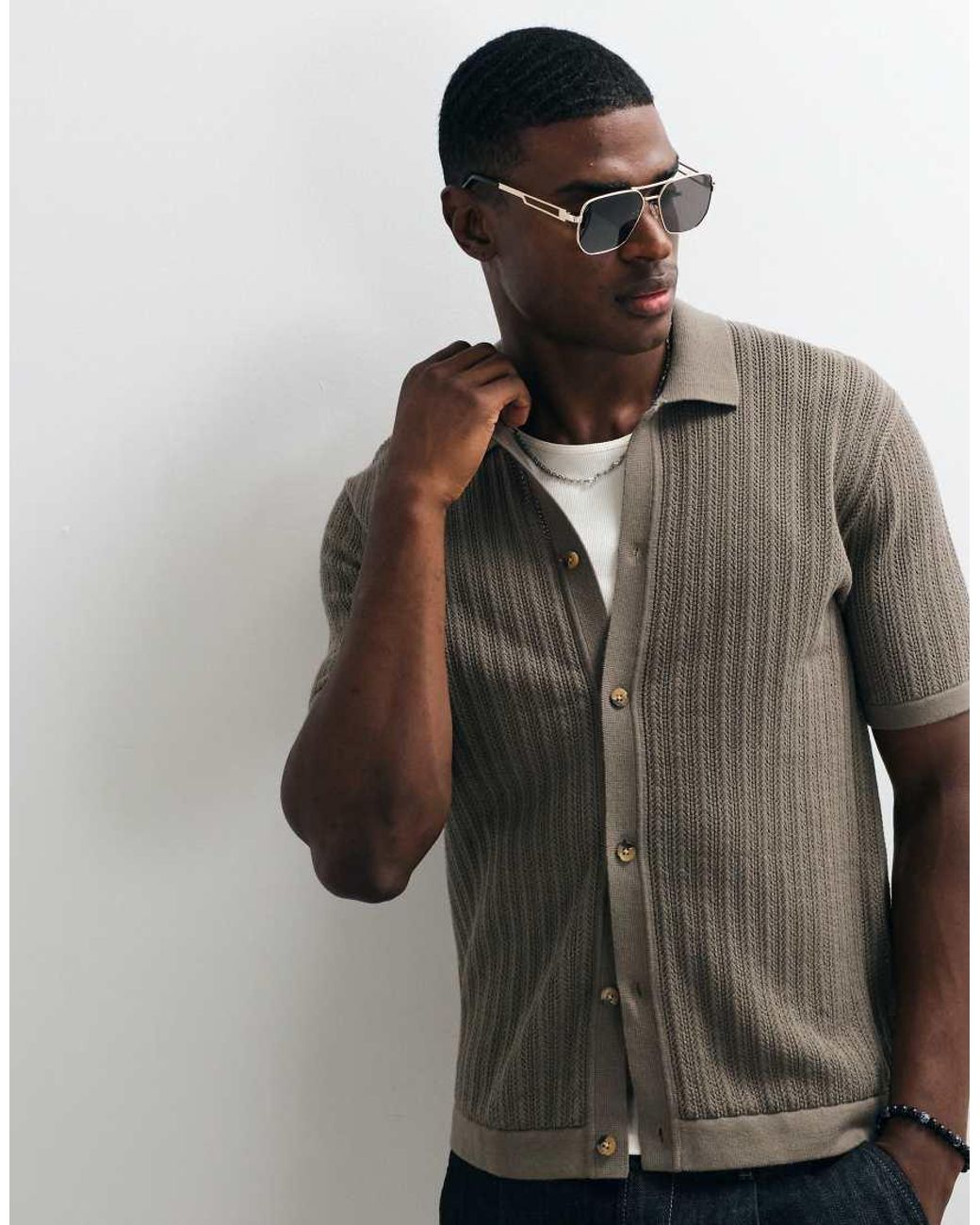 Only & Sons Gray Short Sleeve Knit Shirt for men