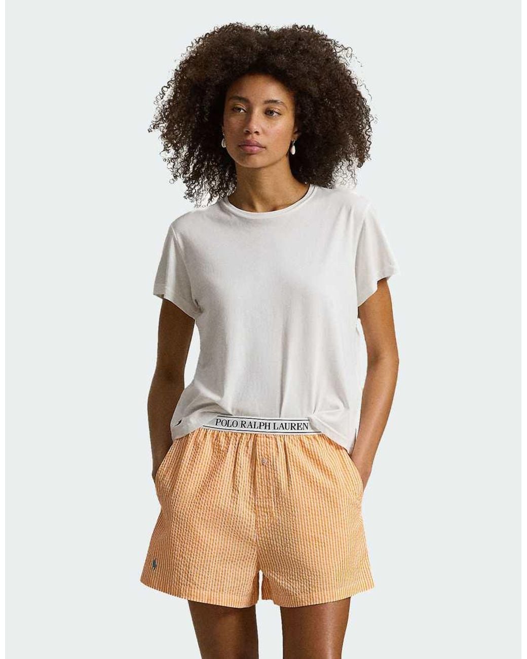 Polo Ralph Lauren White Seersucker Separate Sleep Boxer With Elastic