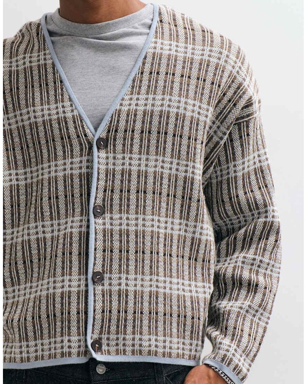 Reclaimed Vintage Gray Oversized Knitted Cardi for men