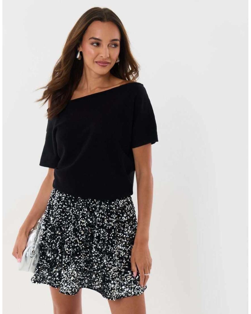 Threadbare Black Short Sleeve Slash Neck Jumper