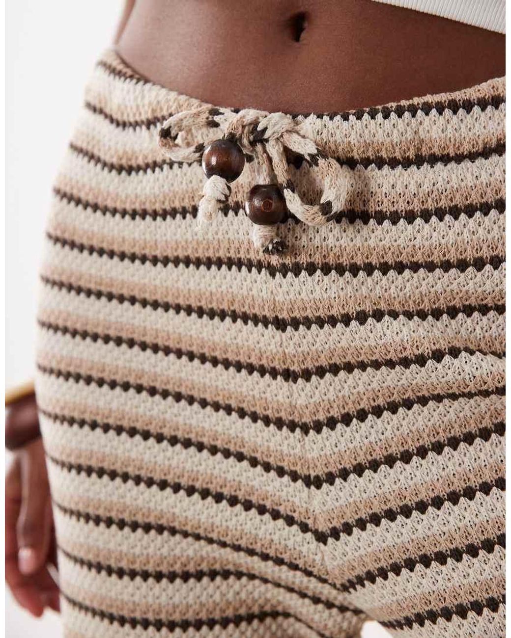 ASOS White Jersey Crochet Wide Leg Trouser Co-ord With Micro Waistband