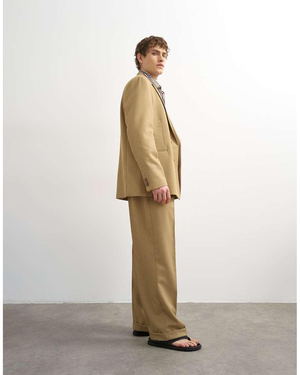 Topman Natural Relaxed Twill Suit Pants for men