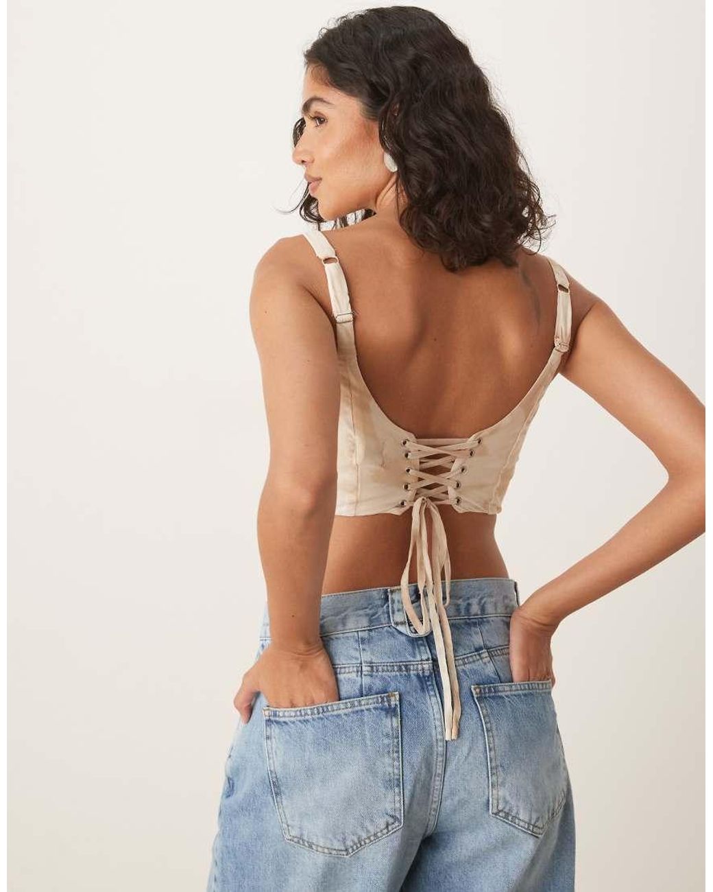 NARRATED Blue Square Neck Corset Top