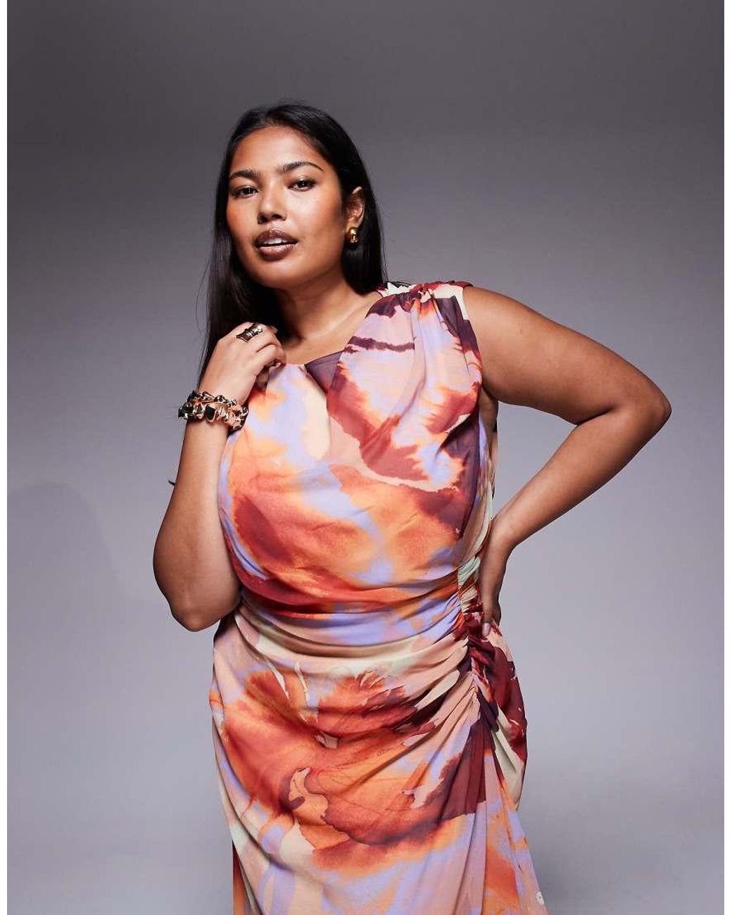 ASOS Asos Design Curve Gathered Waist Ruffle Maxi Dress With Open Back