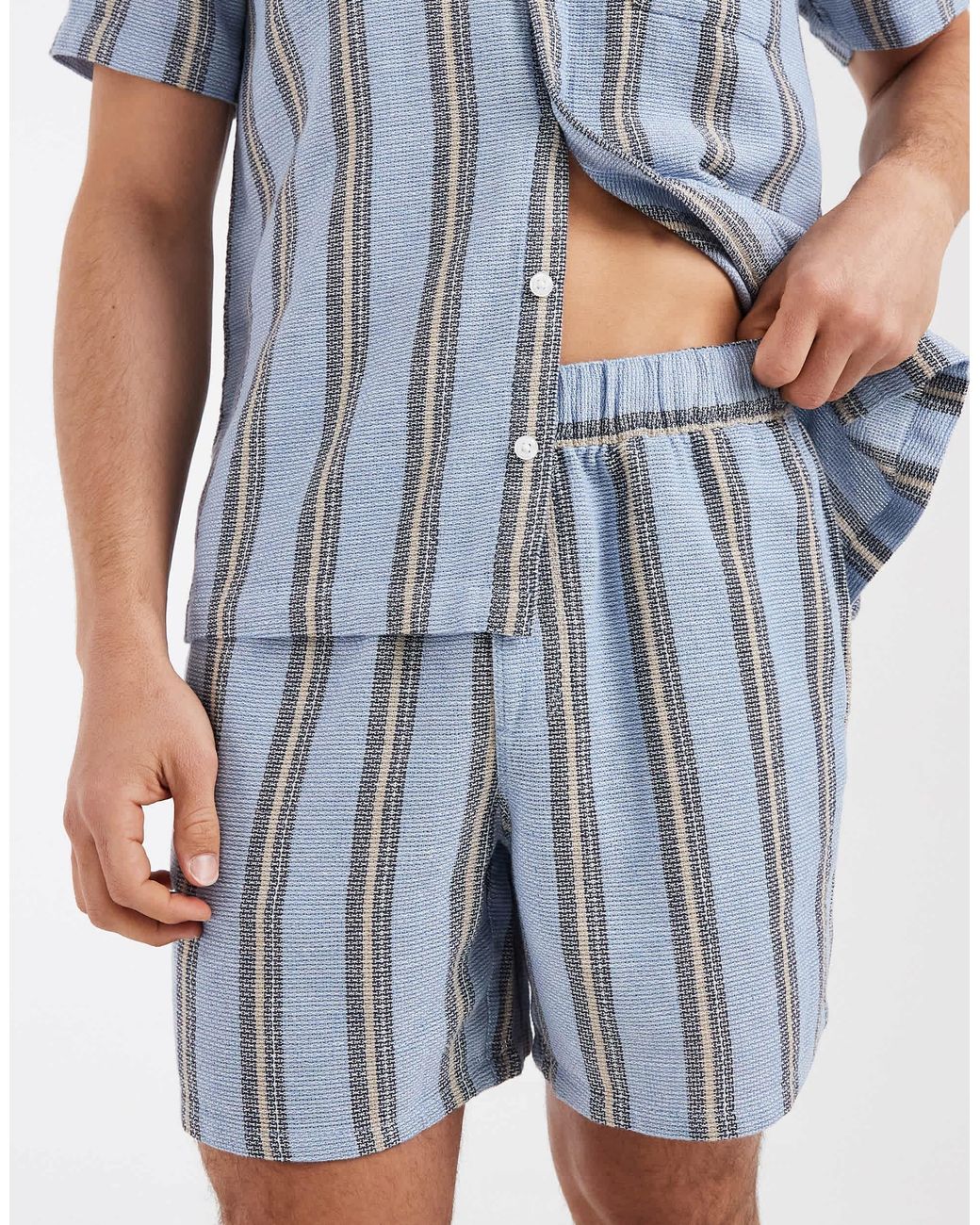 Short d'ensemble texturé mi-long ASOS pour homme en coloris Blue