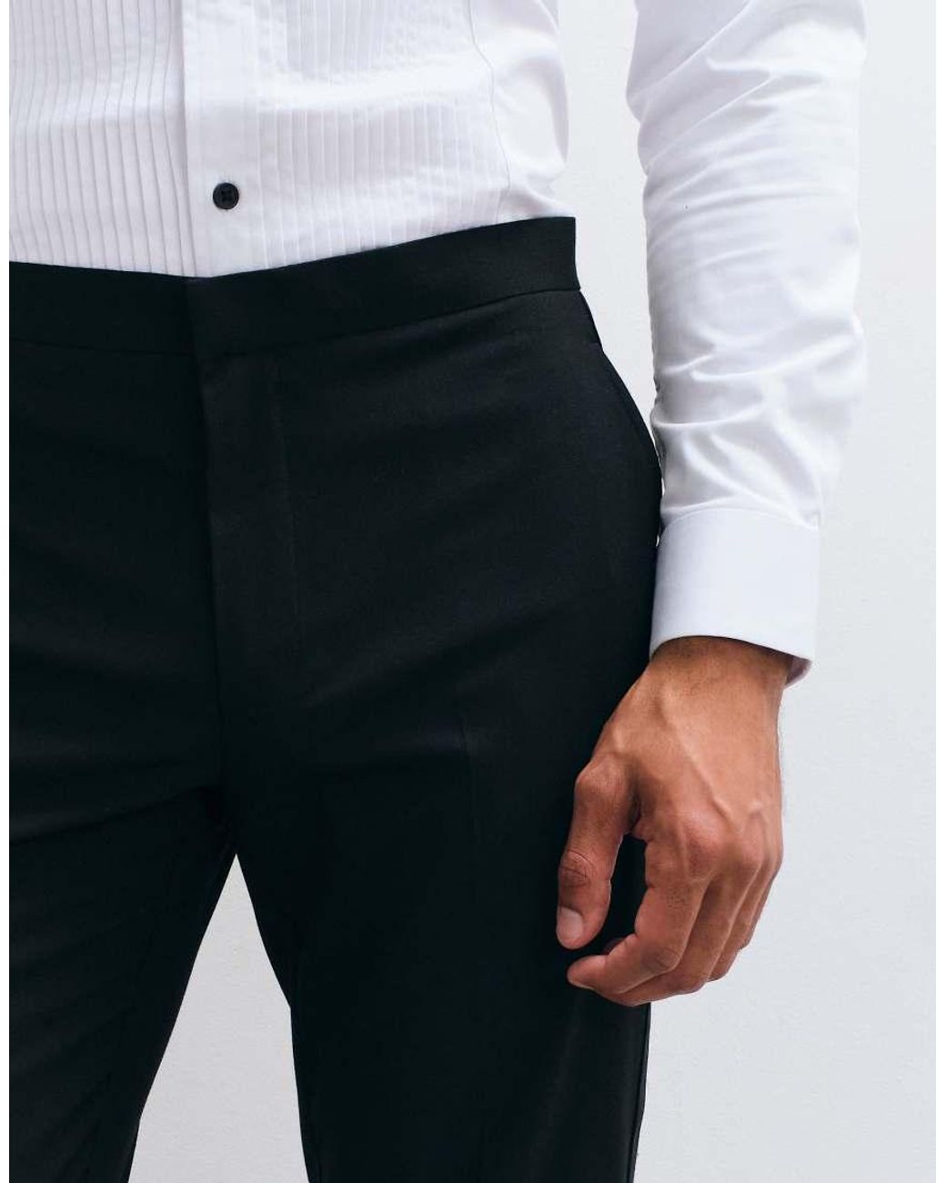 ASOS Black Slim Tuxedo Suit Trouser for men