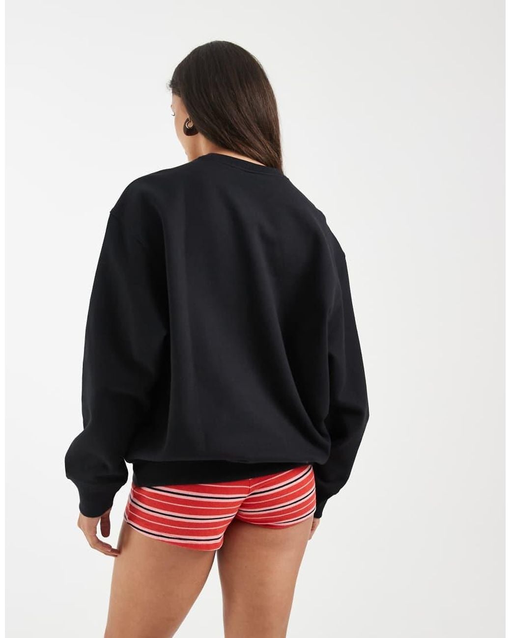 Adidas Originals Black Essentials Crew Long Fleece Os Sweatshirt