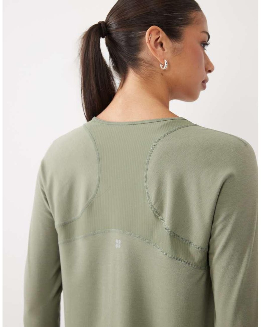 Sweaty Betty Green Breathe Easy Mesh Long Sleeve Top