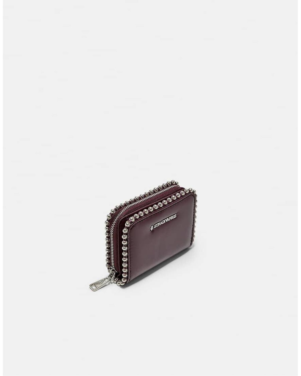 Stradivarius White Beaded Purse With Zip