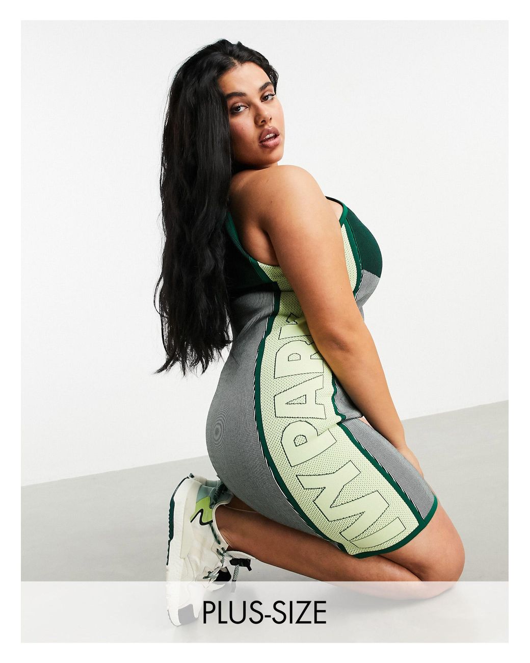 Ivy Park Adidas X Plus Knitted Midi Dress in Green | Lyst UK