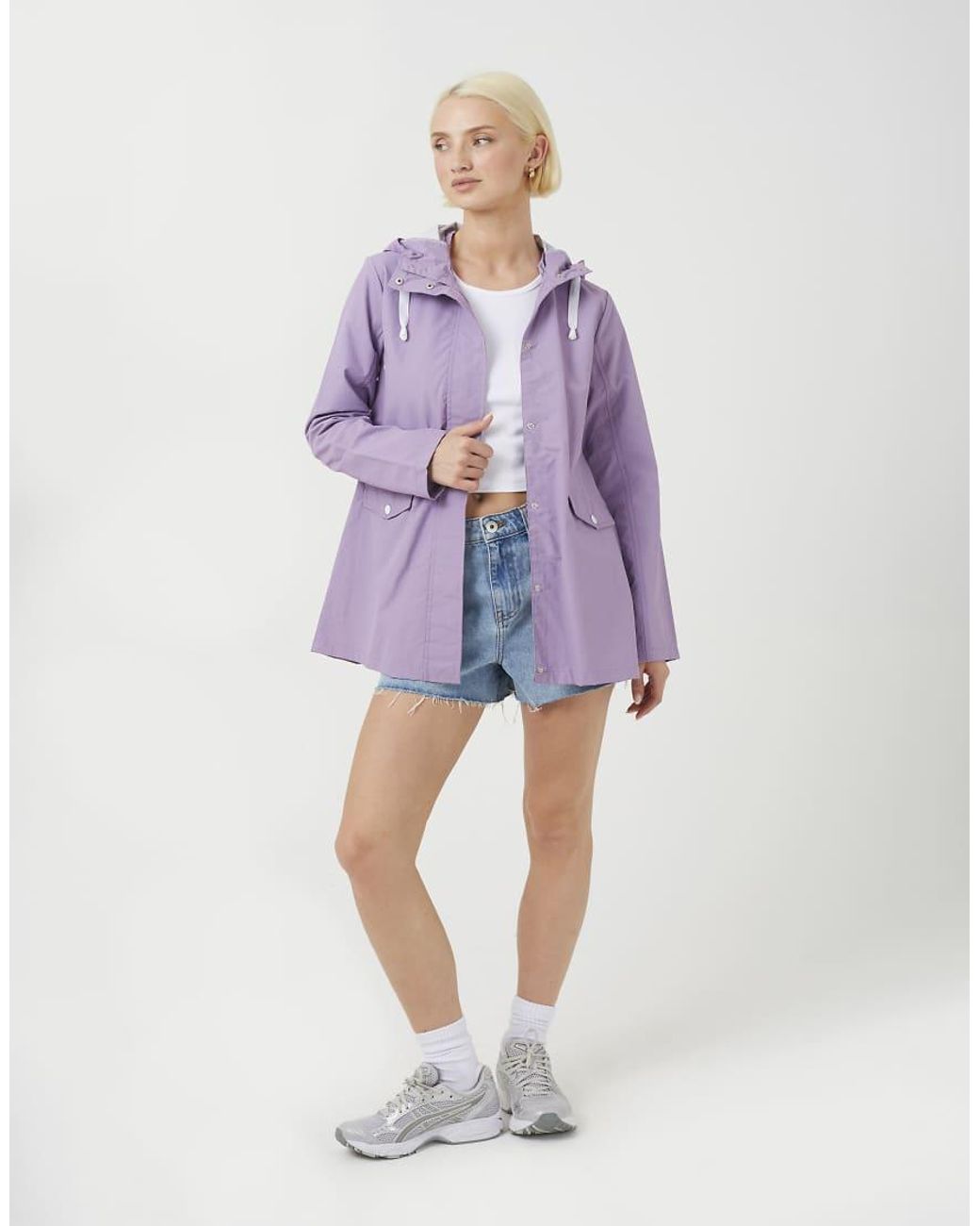 Brave Soul Purple Lightweight Coated Hooded Jacket