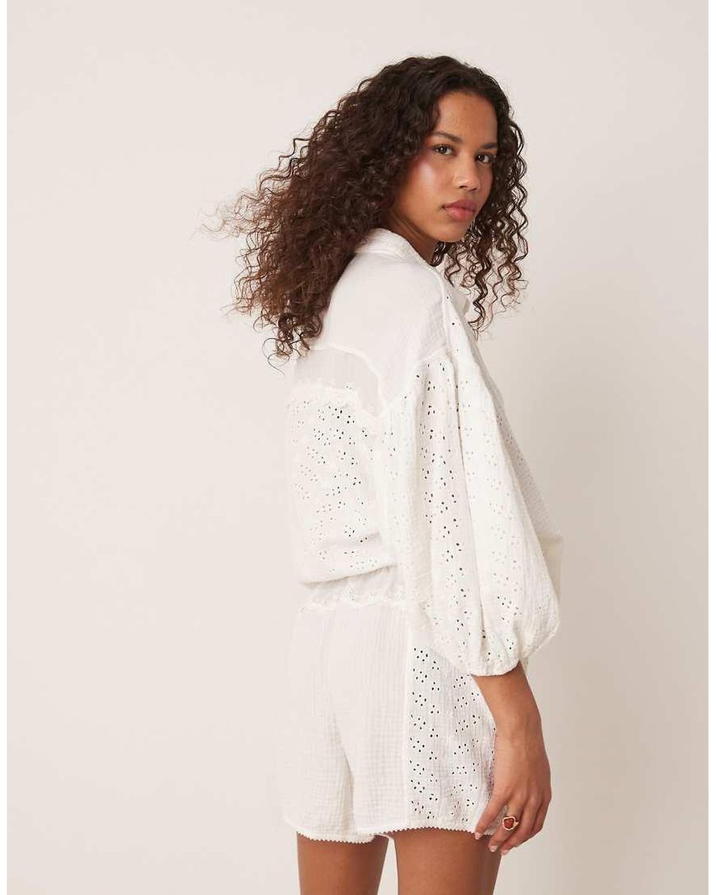 Free People Natural Full Bloom Pointelle Shorts