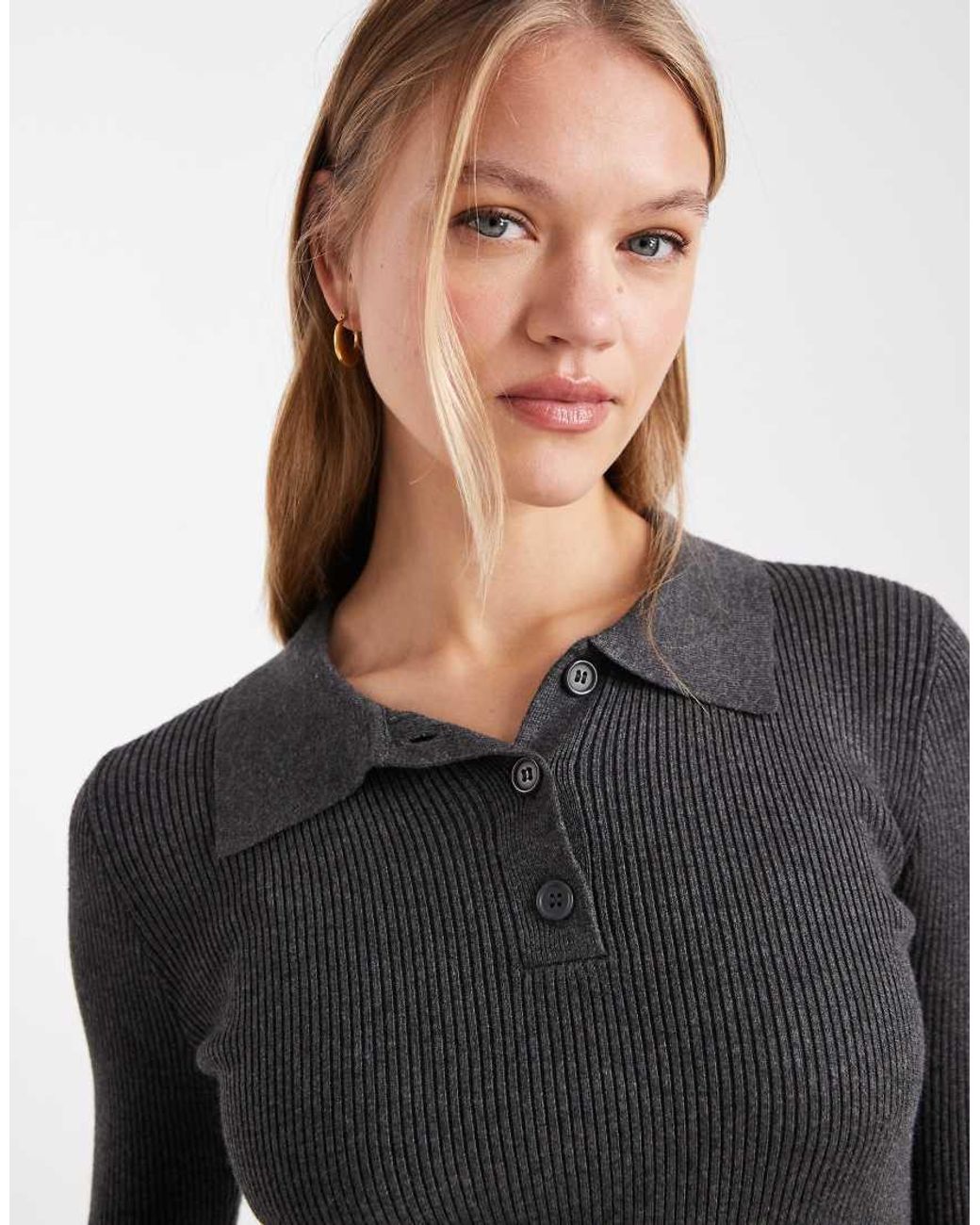 Vero Moda Black Long Sleeve Knitted Polo Shirt