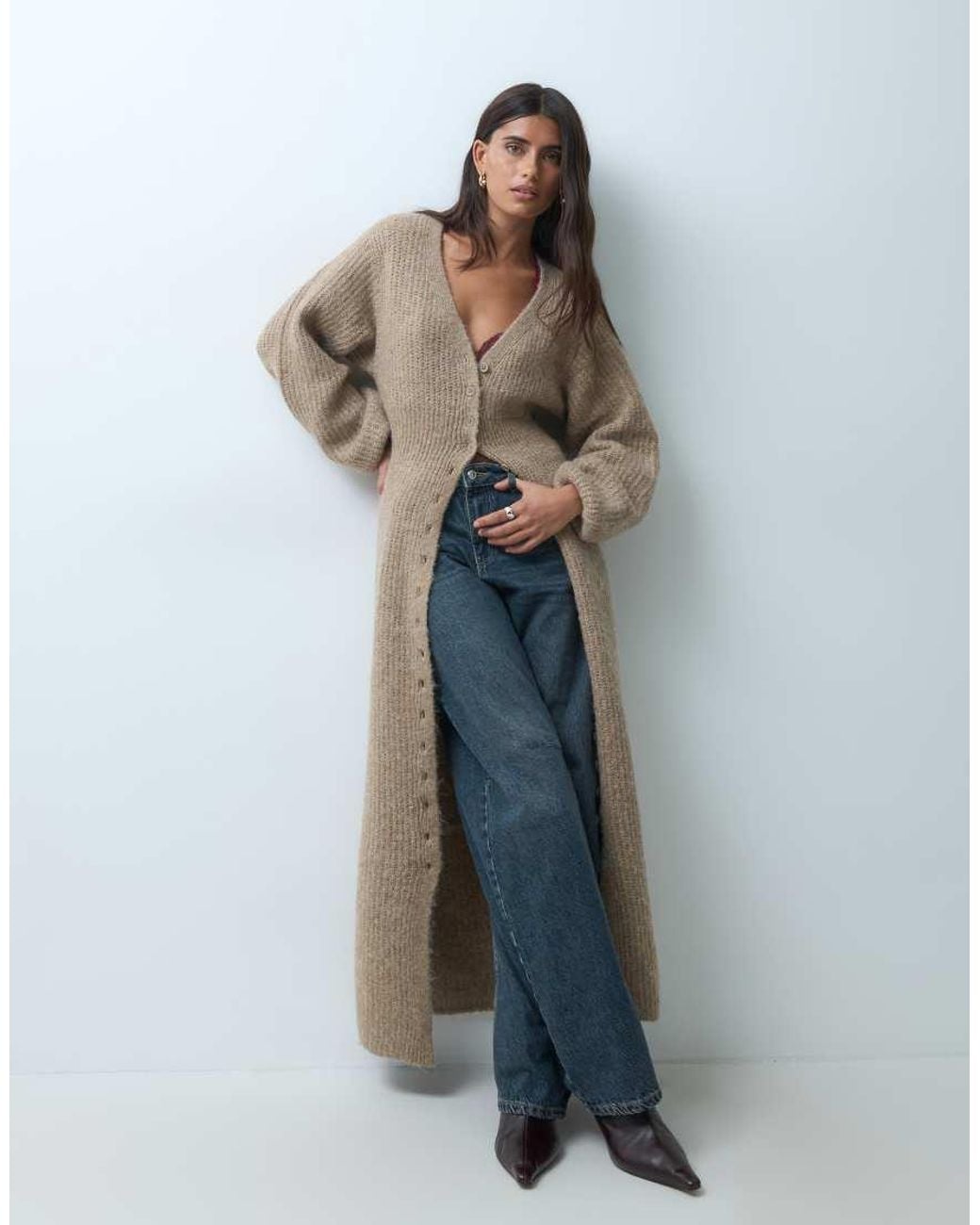 Gina Tricot Blue Long Knitted Cardigan