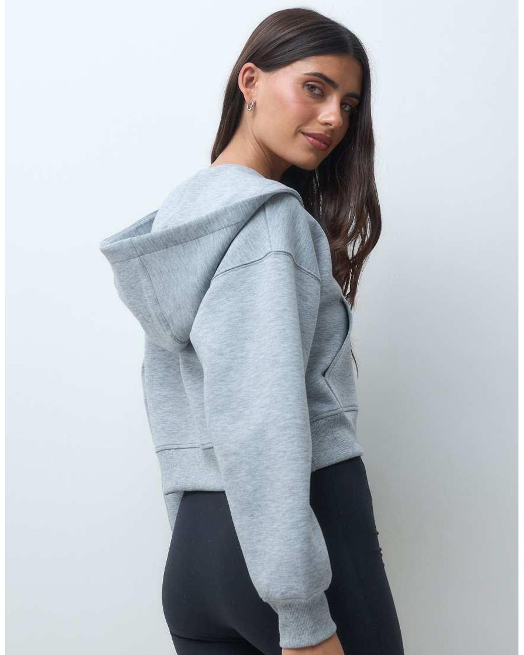 4505 Gray Performance Boxy Cocoon Fit Zip Up Hoodie