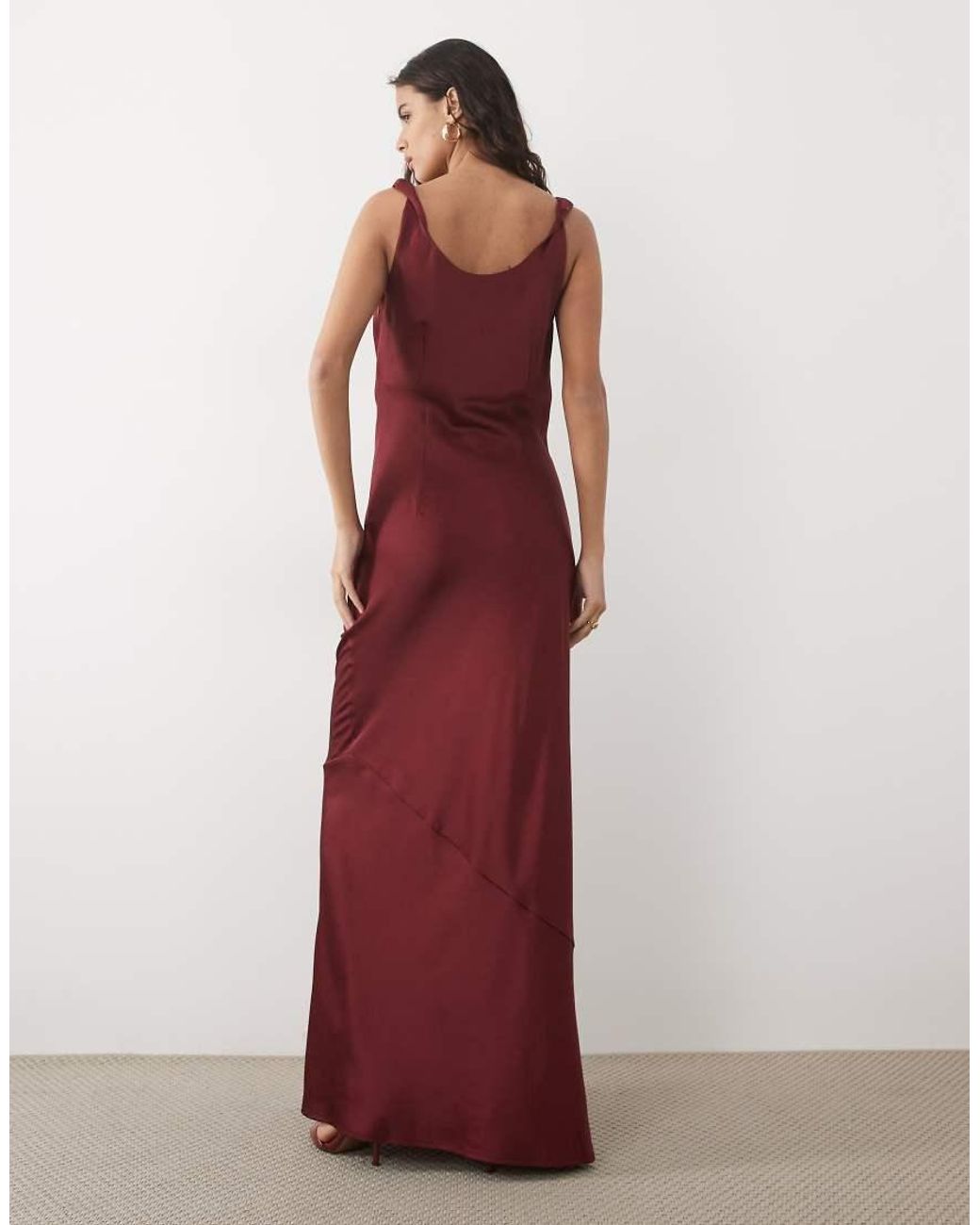 Jdy Red Cowl Neck Satin Maxi Dress