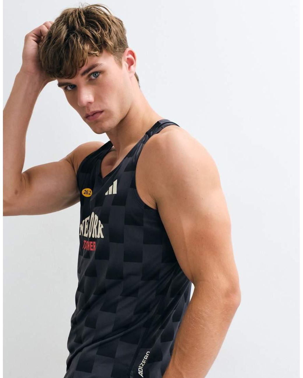Adidas Originals Black Adidas Running Vest With New York Print for men