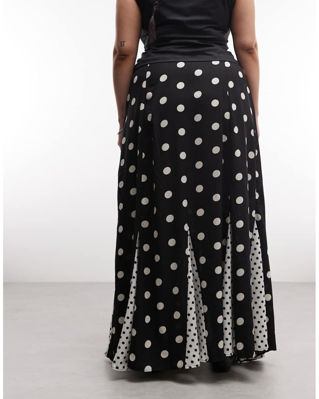 ASOS Black Asos Design Curve Mixed Print Godet Maxi Skirt