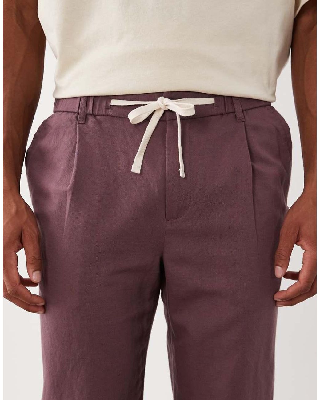 Mango Natural 100% Linen Straight Fit Trousers for men