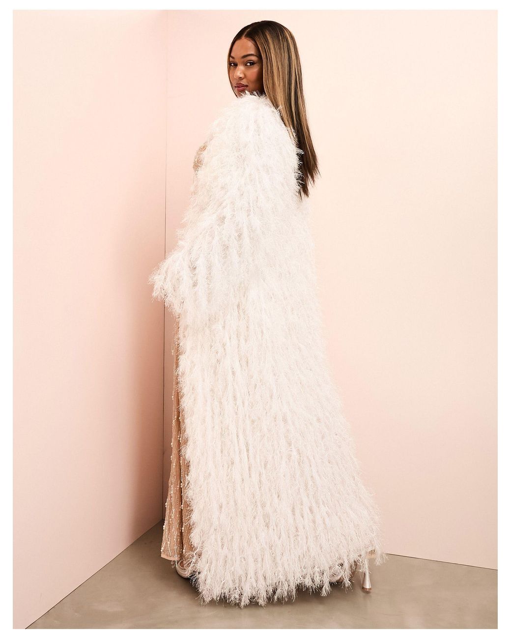 White hot sale feather coat