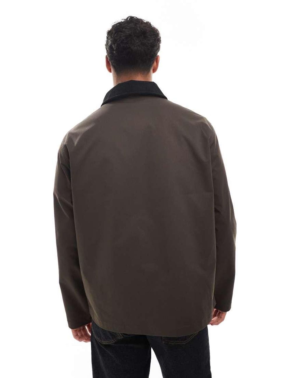 Jack & Jones Gray Harrington Jacket With Cord Collar for men