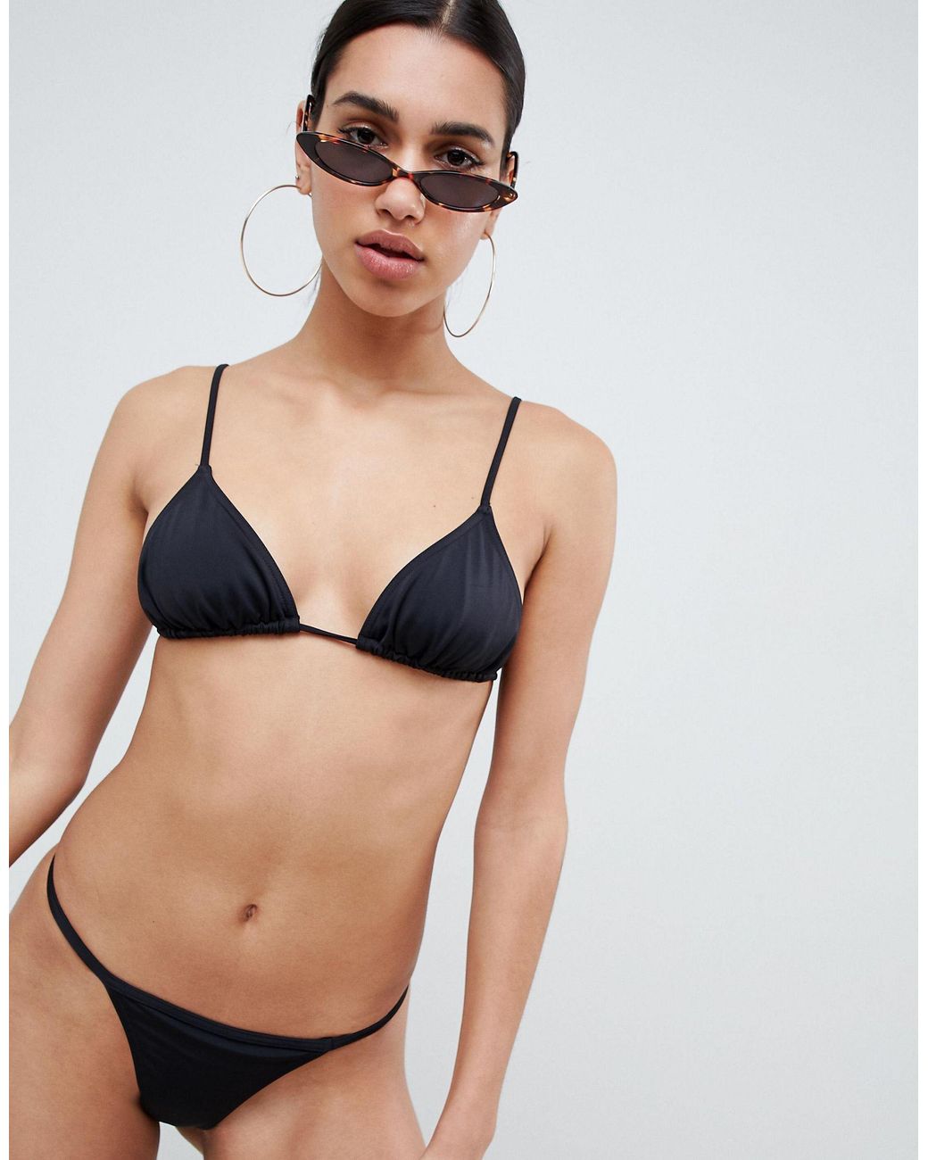 ASOS DESIGN mix and match T back thong bikini bottoms in black