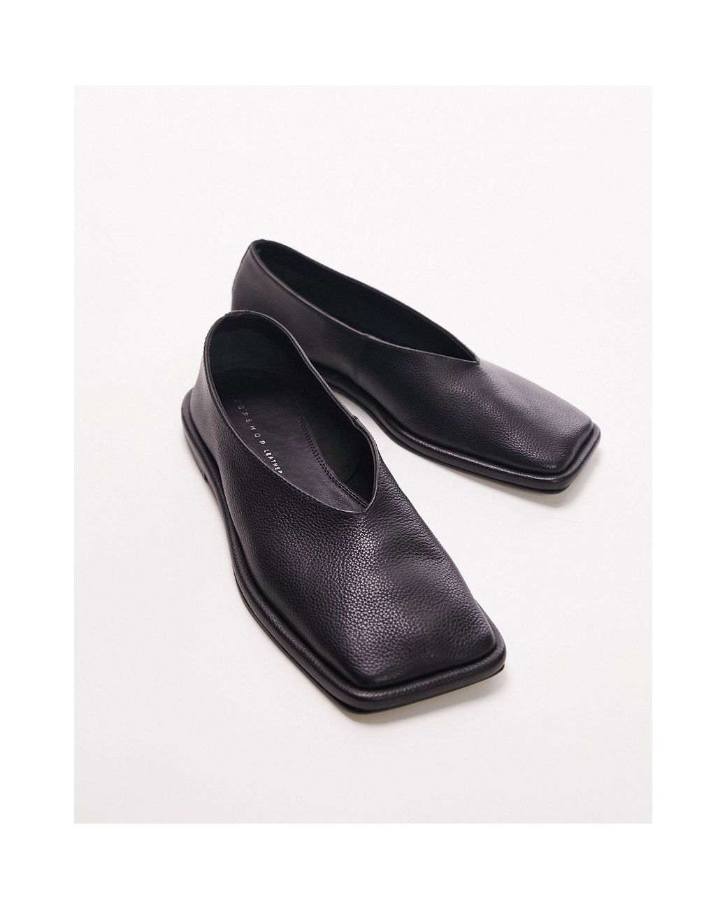 Charlotte - chaussures plates en cuir non doublé à bout carré TOPSHOP en  coloris Noir | Lyst