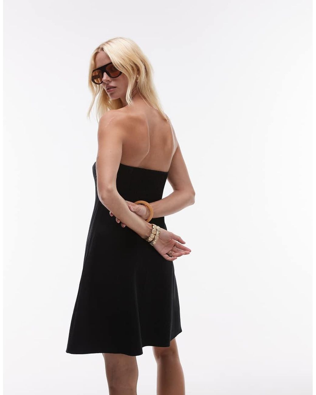 TOPSHOP White Linen Bandeau Mini Dress