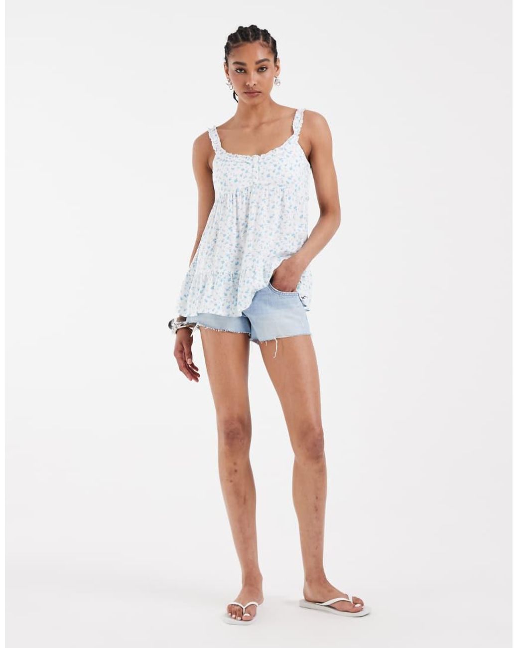 Hollister White Longline Babydoll Cami Tunic