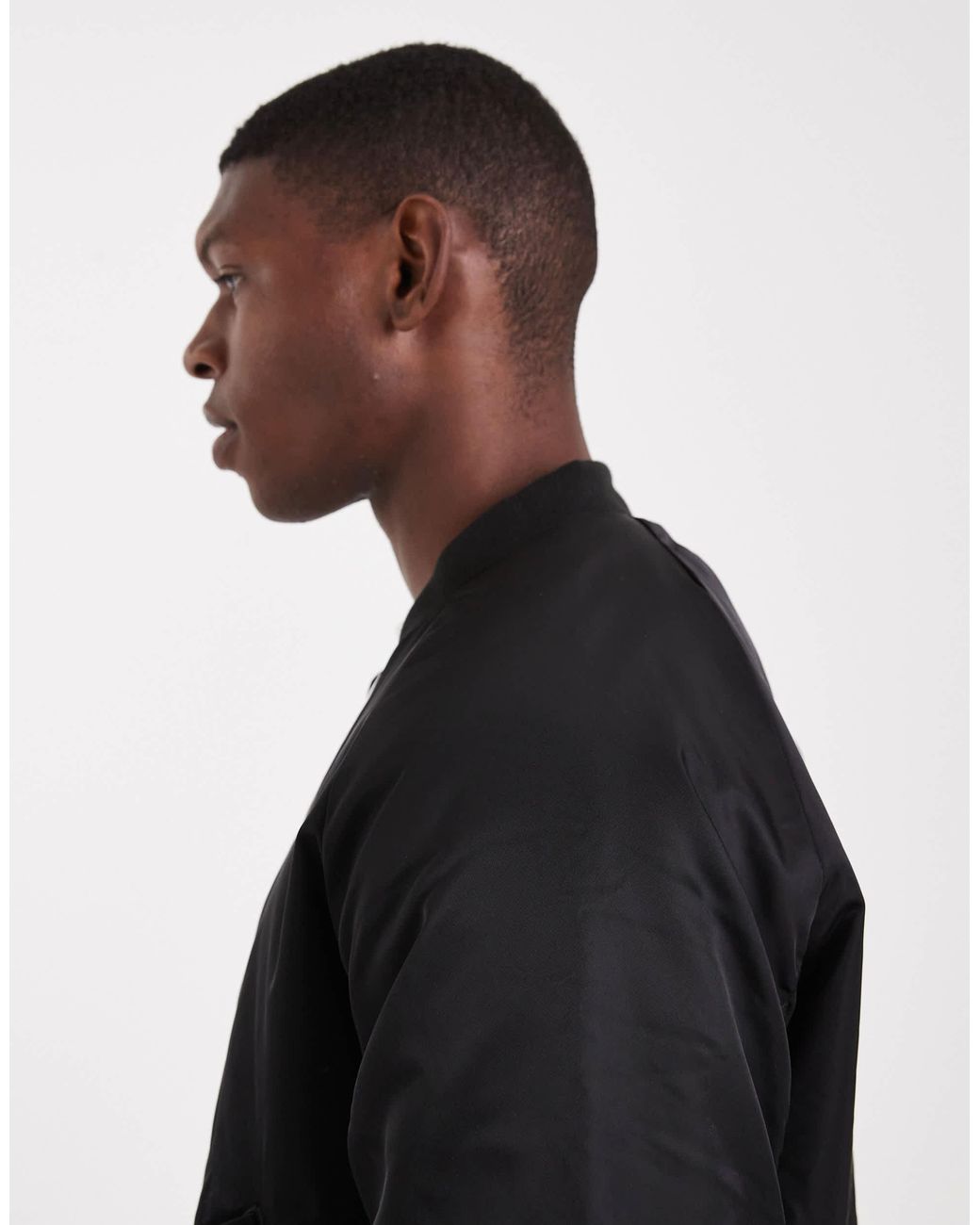 Jack & Jones Black Bomber With Contrast Lining for men